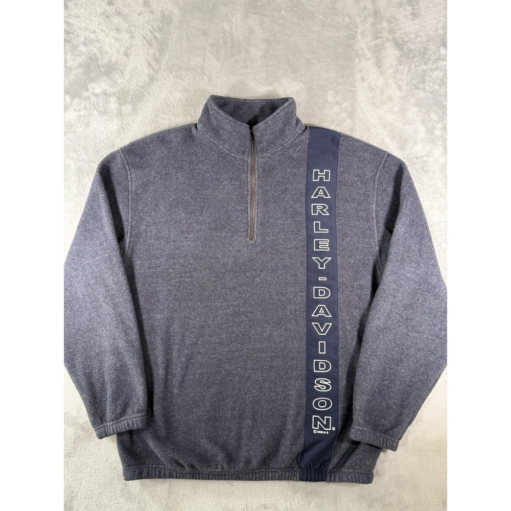 Harley Davidson Sweater Mens XL Blue Fleece 1/4 Zip‎ Pullover Erie Pennsylvania
